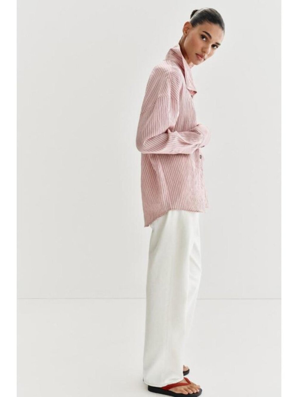 ZARA STRIPED HIGH NECK SHIRT - Picture 6 of 9